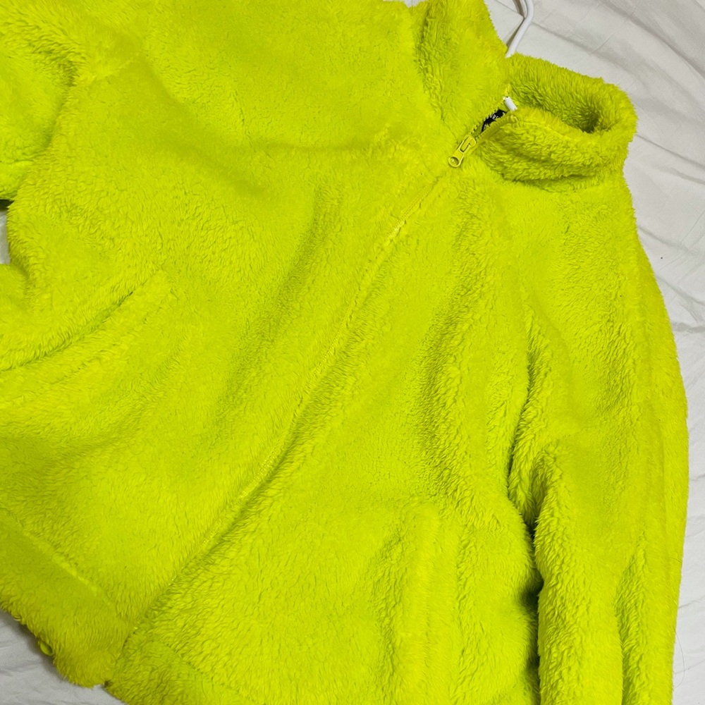 Lime green teddy coat